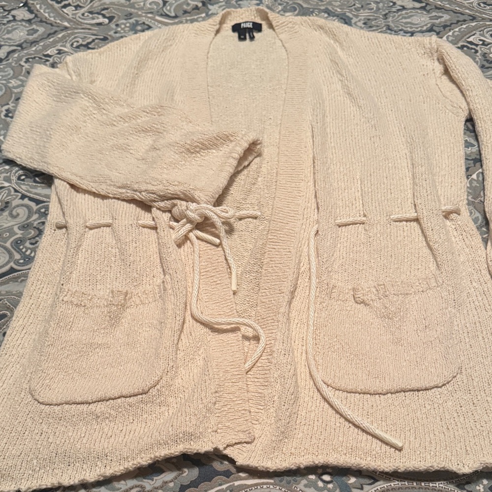 PAIGE Cream Long Knit Cardigan